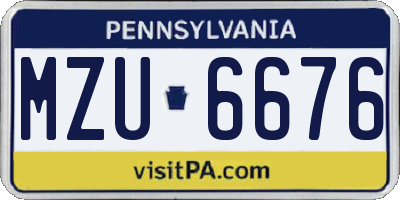 PA license plate MZU6676