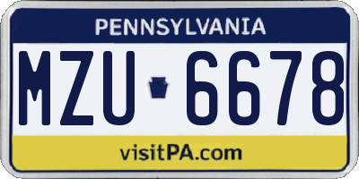 PA license plate MZU6678