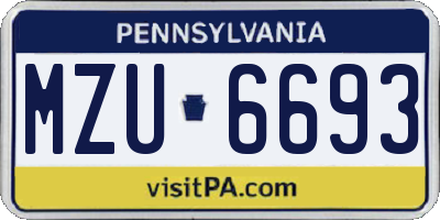 PA license plate MZU6693