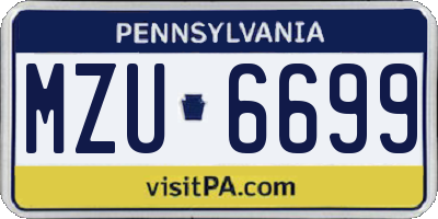 PA license plate MZU6699