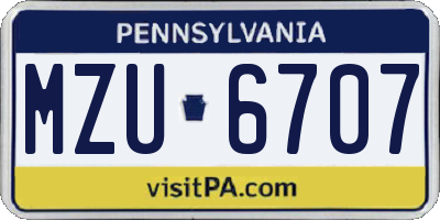PA license plate MZU6707