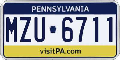 PA license plate MZU6711