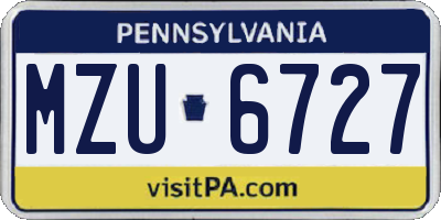 PA license plate MZU6727
