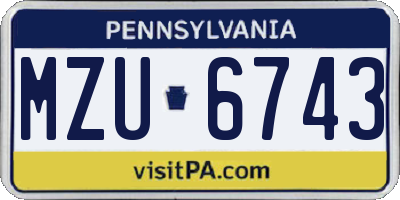PA license plate MZU6743