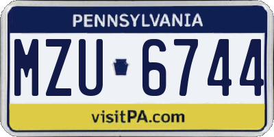 PA license plate MZU6744