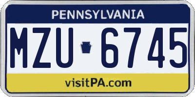 PA license plate MZU6745