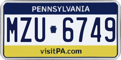 PA license plate MZU6749
