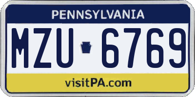 PA license plate MZU6769