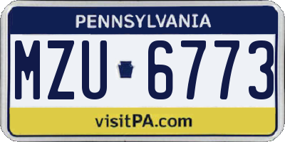 PA license plate MZU6773