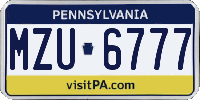 PA license plate MZU6777