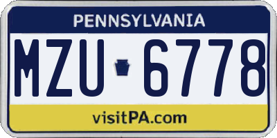 PA license plate MZU6778