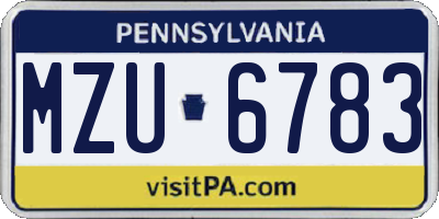 PA license plate MZU6783