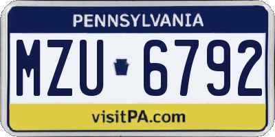 PA license plate MZU6792