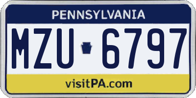 PA license plate MZU6797