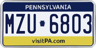 PA license plate MZU6803