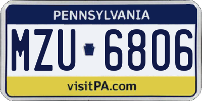 PA license plate MZU6806