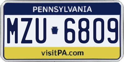 PA license plate MZU6809
