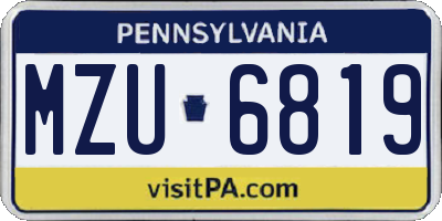PA license plate MZU6819
