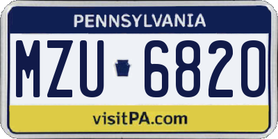 PA license plate MZU6820