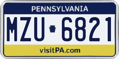PA license plate MZU6821
