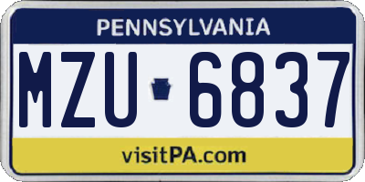 PA license plate MZU6837