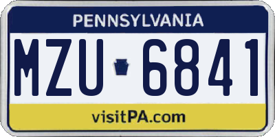 PA license plate MZU6841