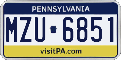 PA license plate MZU6851