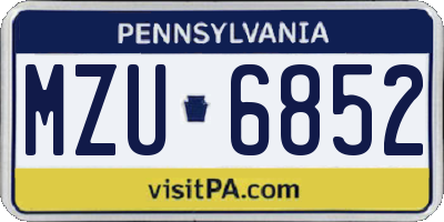 PA license plate MZU6852