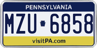 PA license plate MZU6858