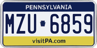 PA license plate MZU6859