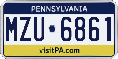 PA license plate MZU6861