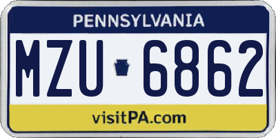 PA license plate MZU6862