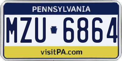 PA license plate MZU6864