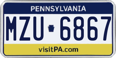 PA license plate MZU6867