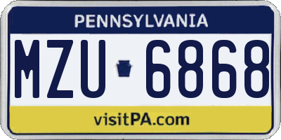 PA license plate MZU6868
