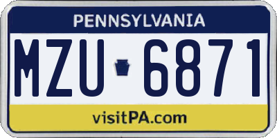 PA license plate MZU6871