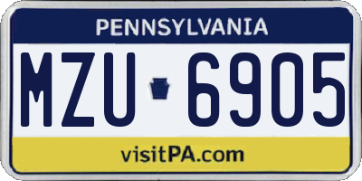 PA license plate MZU6905