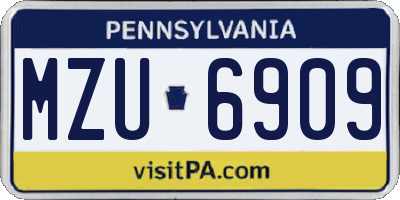 PA license plate MZU6909