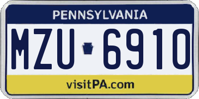 PA license plate MZU6910