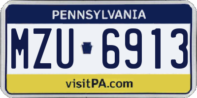 PA license plate MZU6913