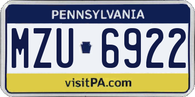 PA license plate MZU6922