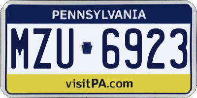 PA license plate MZU6923