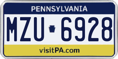 PA license plate MZU6928
