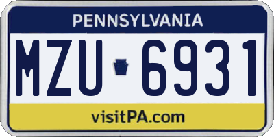 PA license plate MZU6931