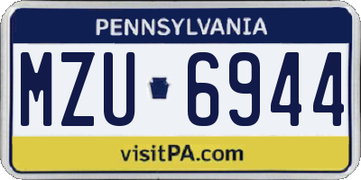 PA license plate MZU6944