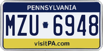 PA license plate MZU6948