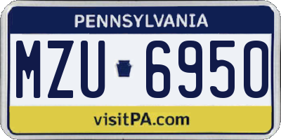 PA license plate MZU6950