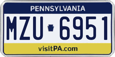 PA license plate MZU6951