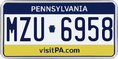 PA license plate MZU6958