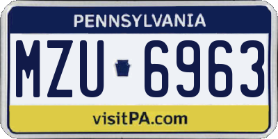 PA license plate MZU6963
